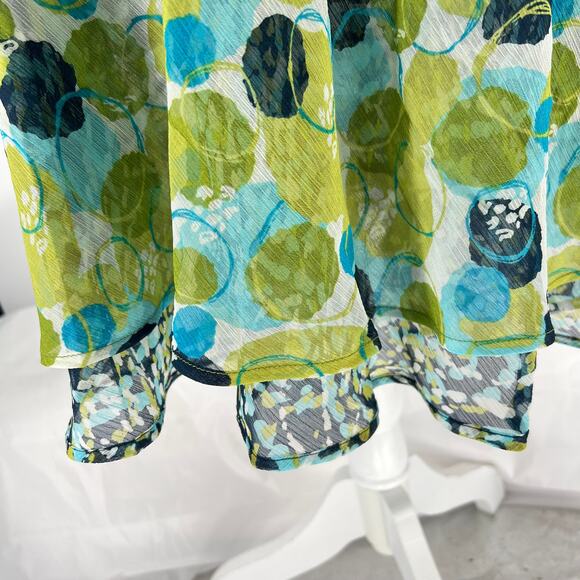 VNTG Flirty Reversible Layered Watercolor Chiffon Skirt 1X Spring Fairy BohoChic - Picture 3 of 8